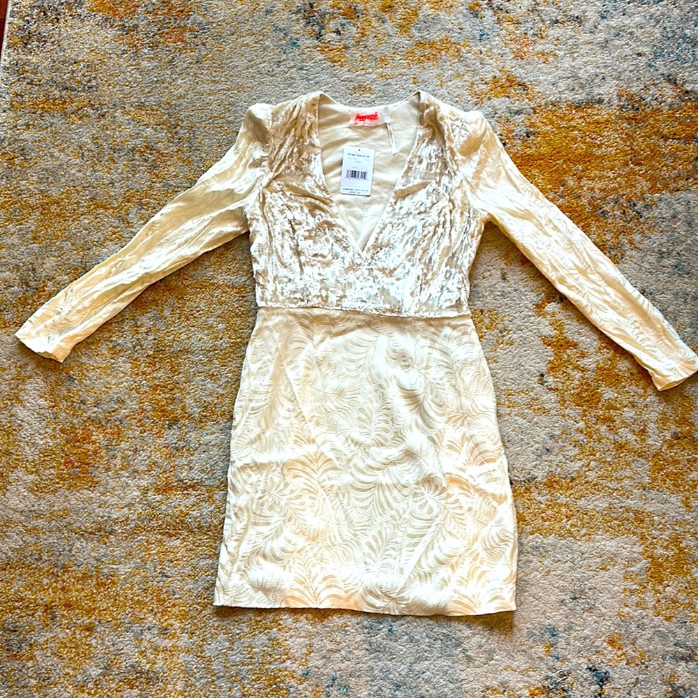 Free People Ivory Velvet Dress (NWT)